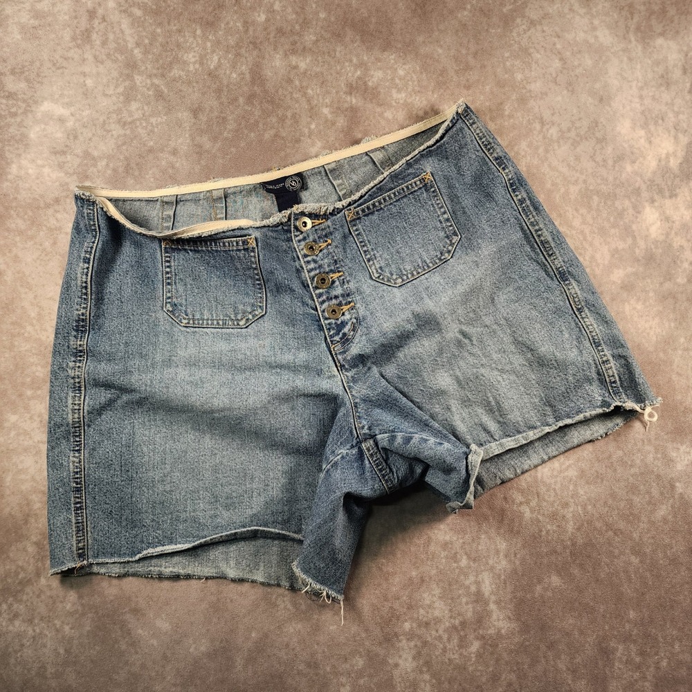 Venezia Jeans Denim Shorts 16 Blue Cotton High Waist Button Fly Raw Hem Cut Offs